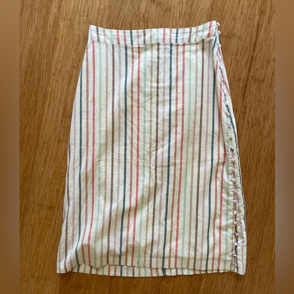 Madewell button slide slit midi skirt in stripes